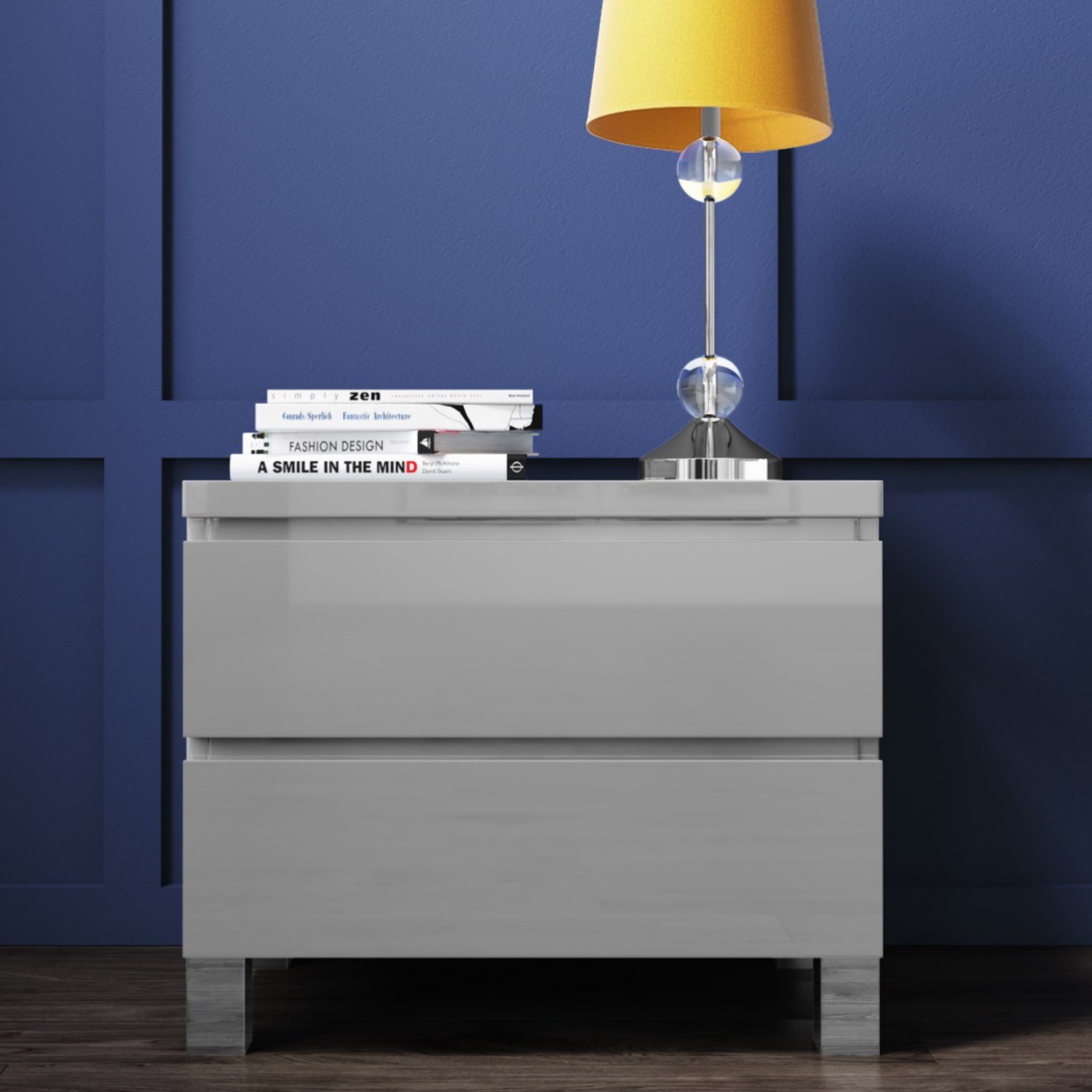 Jenson Grey High Gloss 2 Drawer Bedside Drawers Jens002 Ebay