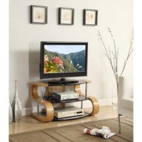 Jual Furnishings Curved Oak TV Stand 