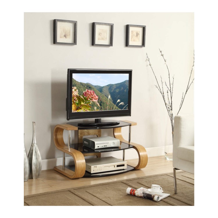 Jual Furnishings Curved Oak TV Stand 