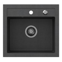 Single Bowl Speckled Black Undermount Granite Composite Utility Sink - De Santii