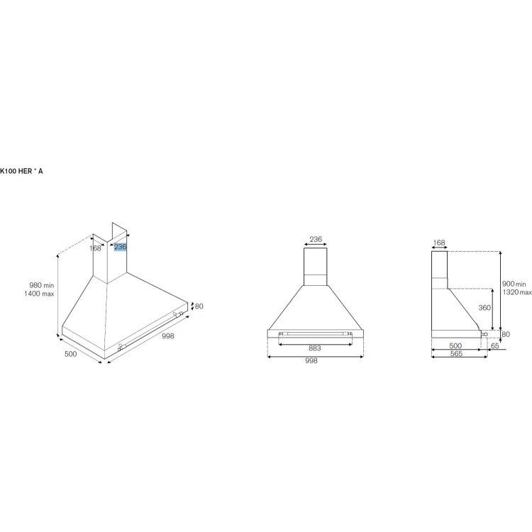Bertazzoni K-100-HER-CR-A Heritage 100cm Chimney Cooker Hood Cream
