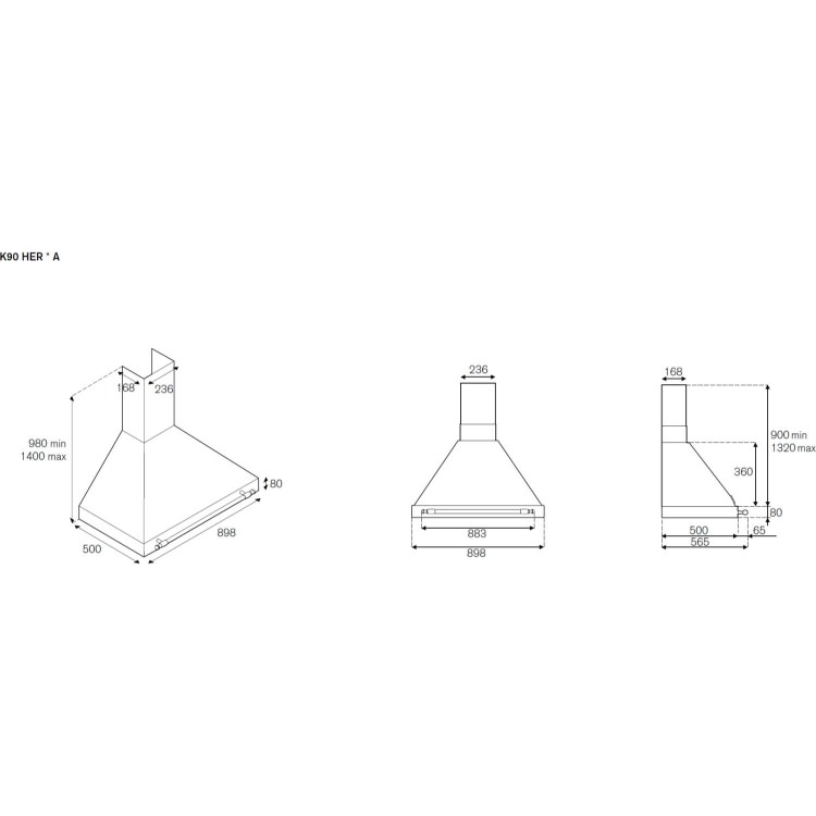 Bertazzoni K-90-HER-CR-A Heritage 90cm Chimney Cooker Hood Cream