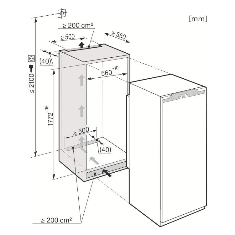 GRADE A1 - As new but box opened - Miele K37222iD K 37222 iD 334 Litre 177 x 56cm In-column Integrated Fridge With Dynamic Cooling