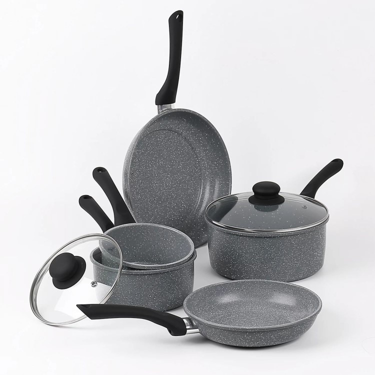 De Santii 5 Piece Forged Carbon Steel Pan Set - Grey