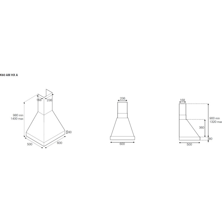 Bertazzoni K60-AM-HX-A Master 60cm Chimney Cooker Hood Stainless Steel