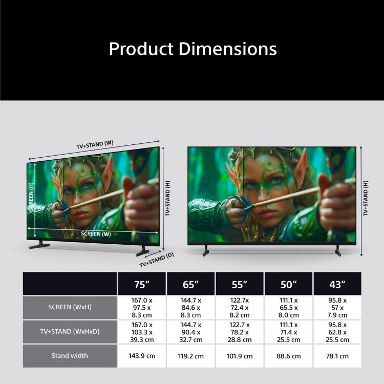 Sony K75S25M2PB 75" BRAVIA 4K Ultra HD Smart TV – Google TV Dolby Atmos HDR Voice Control