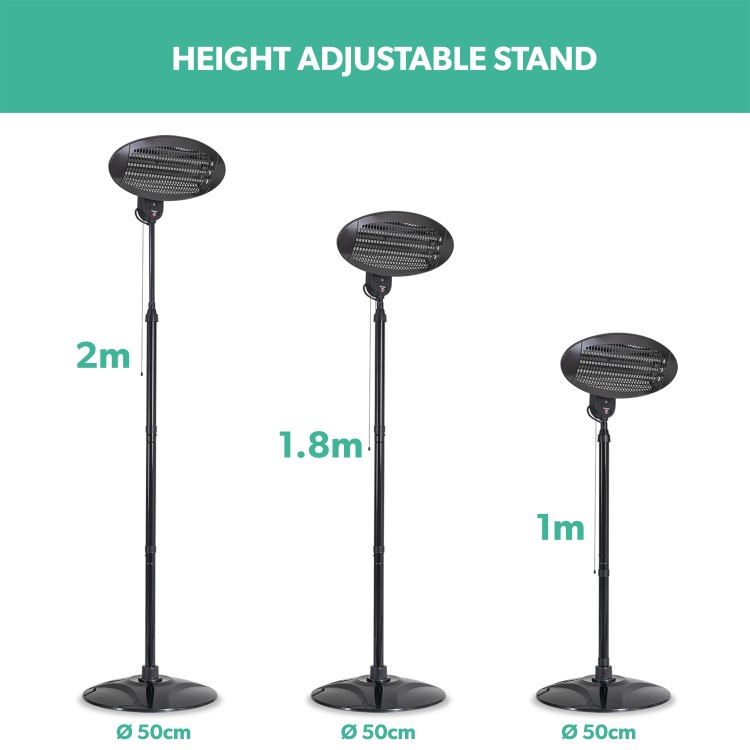 Tristar KA-5286 Freestanding Electric Patio Heater - 2kW with 3 Heat Settings
