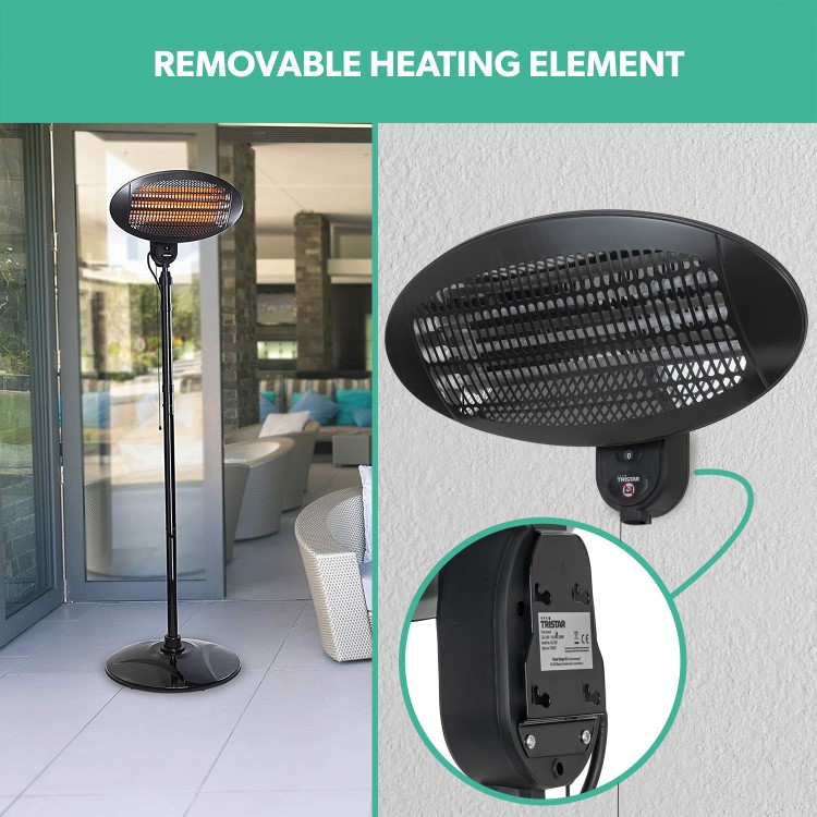 Tristar KA-5286 Freestanding Electric Patio Heater - 2kW with 3 Heat Settings