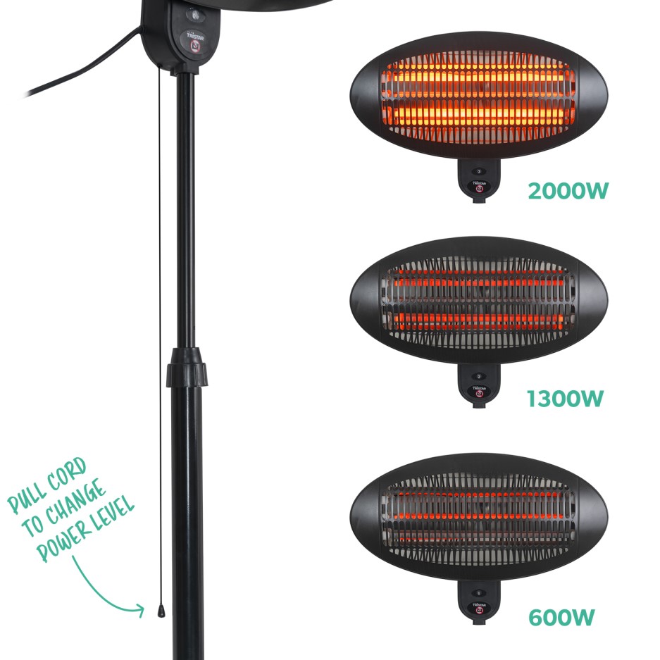 Tristar KA5287 Electric Outdoor Patio Heater with 3 Heat Settings. 2kW
