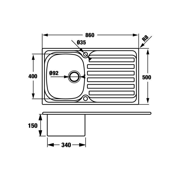 CDA CBS110SS - KA20SS And TC05CH Sink And Tap Pack