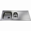 1.5 Bowl Chrome Stainless Steel Kitchen Sink with Reversible Drainer - CDA