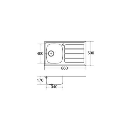Single Bowl Stainless Steel Kitchen Sink with Reversible Drainer - CDA