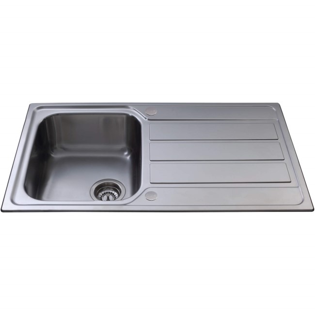 1 Bowl Chrome Stainless Steel Kitchen Sink with Reversible Drainer - CDA