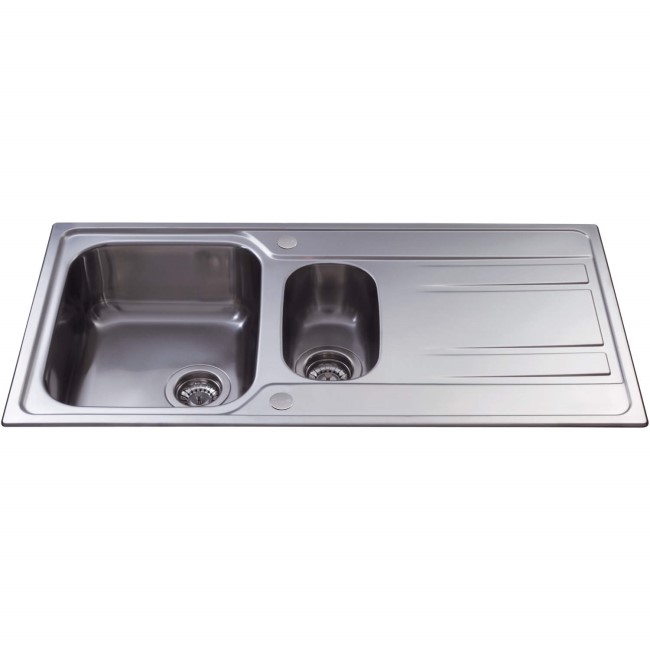 CDA 1.5 Bowl Reversible Drainer Stainless Steel Chrome Inset Kitchen Sink