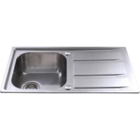 GRADE A2 - Light cosmetic damage - CDA KA80SS 1.0 Bowl Reversible Stainless Steel Sink With Deep Drainer