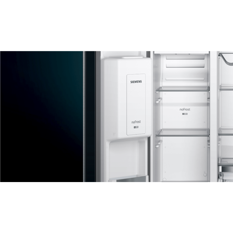 Siemens KA92DHXFP iQ700 American Side-by-side Fridge Freezer With Ice & Water Dispenser & Internal Cameras - Antifingerprint Black Steel