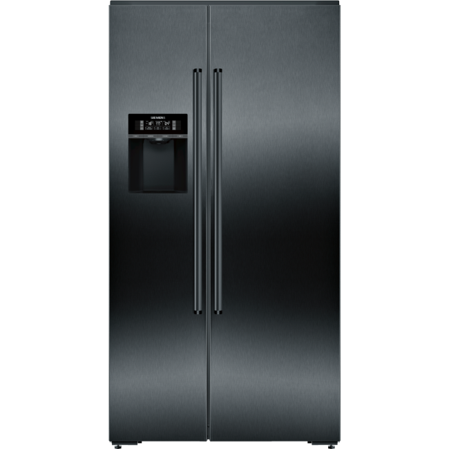 Siemens KA92DHXFP iQ700 American Side-by-side Fridge Freezer With Ice & Water Dispenser & Internal Cameras - Antifingerprint Black Steel