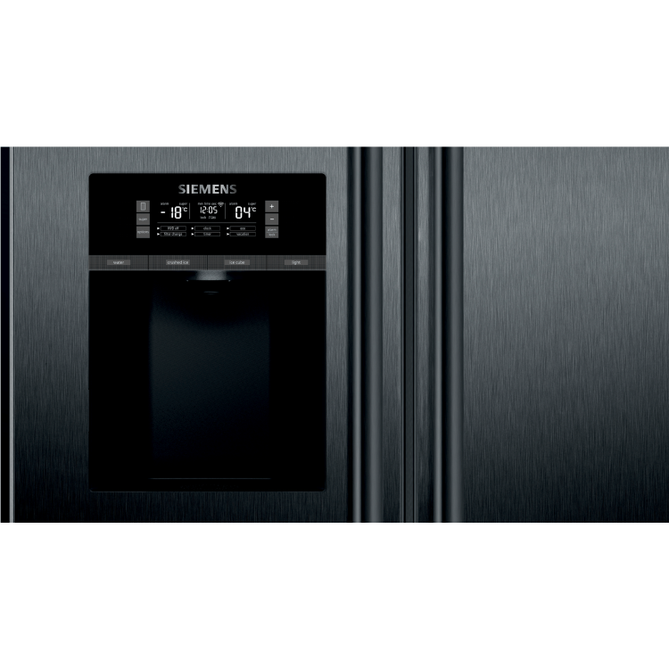 Siemens KA92DHXFP iQ700 American Side-by-side Fridge Freezer With Ice & Water Dispenser & Internal Cameras - Antifingerprint Black Steel