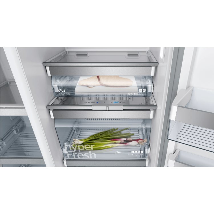 Siemens KA92DHXFP iQ700 American Side-by-side Fridge Freezer With Ice & Water Dispenser & Internal Cameras - Antifingerprint Black Steel