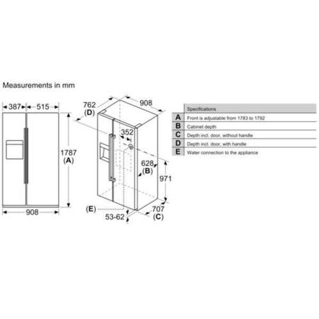 Refurbished Siemens iQ500 KA93DVIFPG 533 Litre American Fridge Freezer With Ice & Water Dispenser Easyclean Stainless Steel