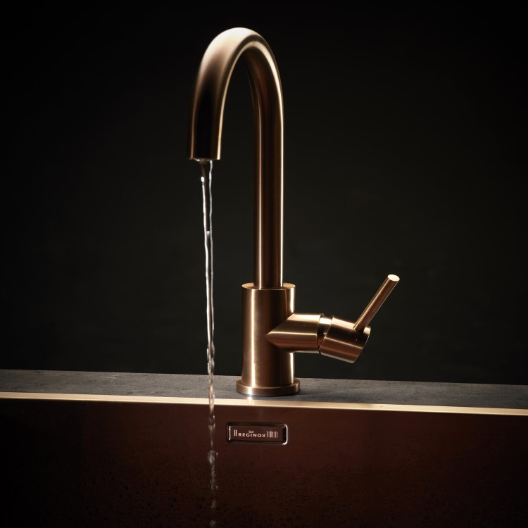 Reginox Copper Single Lever Swan Neck Kitchen Mixer Tap - Kalix Copper