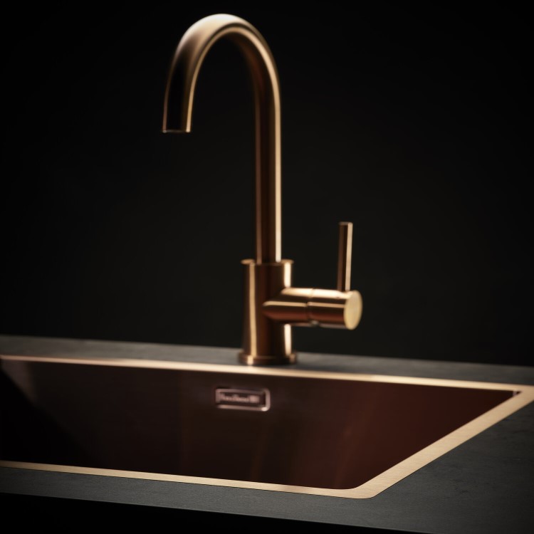 Reginox Copper Single Lever Swan Neck Kitchen Mixer Tap - Kalix Copper