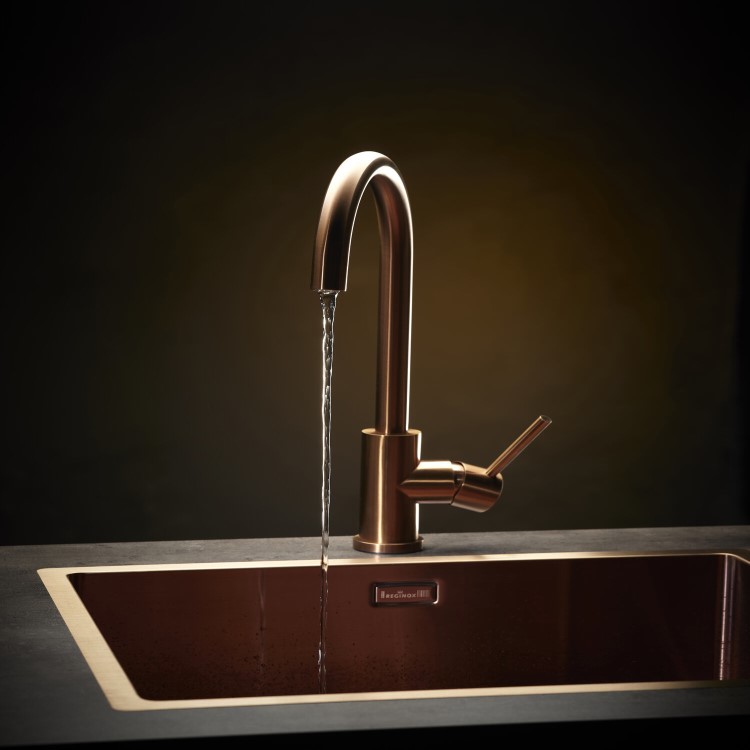 Reginox Copper Single Lever Swan Neck Kitchen Mixer Tap - Kalix Copper