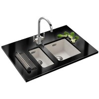Franke KBG110_16-34PWDP Kubus Undermount 1.5 Bowl Granite Sink and Tap Designer Pack
