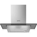 KBT600VE Smeg 60cm Flat Glass Chimney Cooker Hood - Stainless Steel with Black Glass Canopy