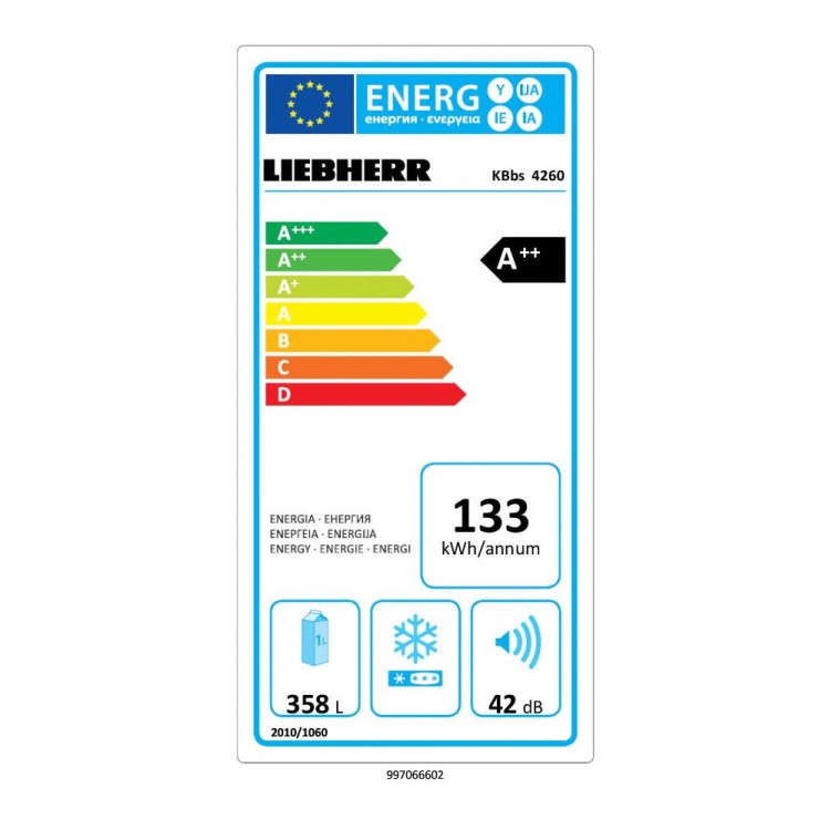 liebherr KBbs4260 Premium 185x60cm Freestanding Fridge With BioFresh BlackSteel
