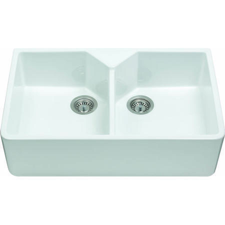 Double Bowl White Ceramic Kitchen Sink - CDA