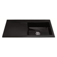 CDA KC73BL Single Bowl Reversible Ceramic Sink in Black
