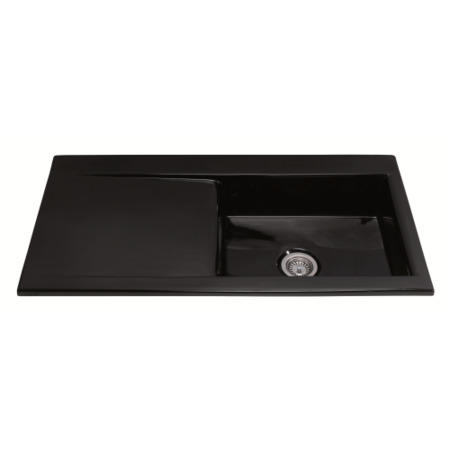 CDA KC73BL Single Bowl Reversible Ceramic Sink in Black