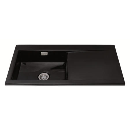 CDA KC73BL Single Bowl Reversible Ceramic Sink in Black