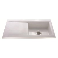 CDA KC73WH Single Bowl Reversible Ceramic Sink in White
