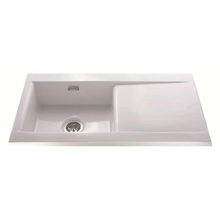 CDA KC73WH Single Bowl Reversible Ceramic Sink in White