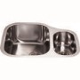 GRADE A1 - CDA KCC28SS Undermount Sink One And Right Hand Half Bowl