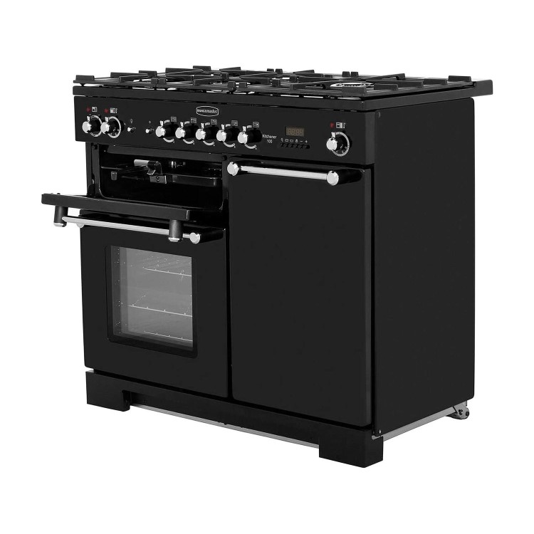 Refurbished Rangemaster Kitchener KCH100DFFBLC 100cm Dual Fuel Range Cooker Black