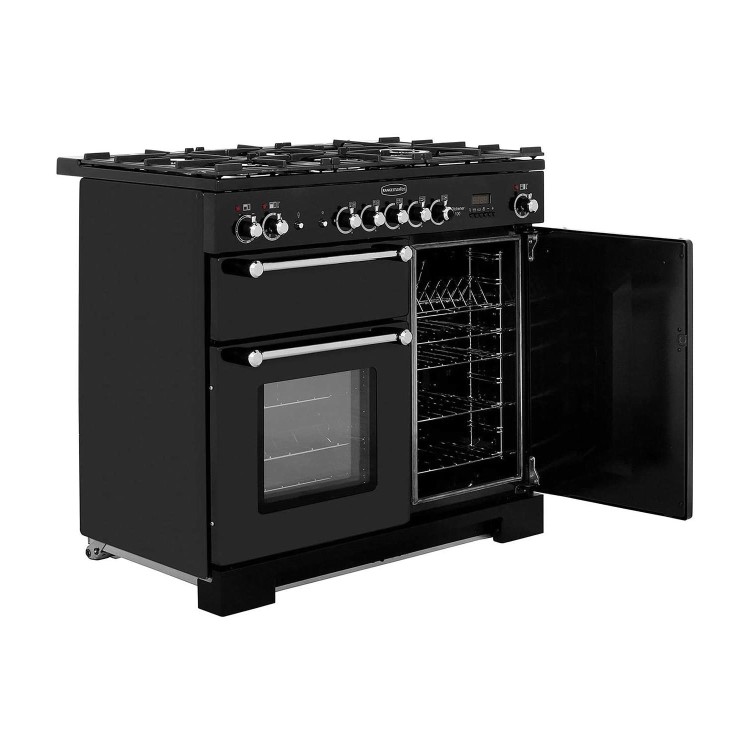 Refurbished Rangemaster Kitchener KCH100DFFBLC 100cm Dual Fuel Range Cooker Black