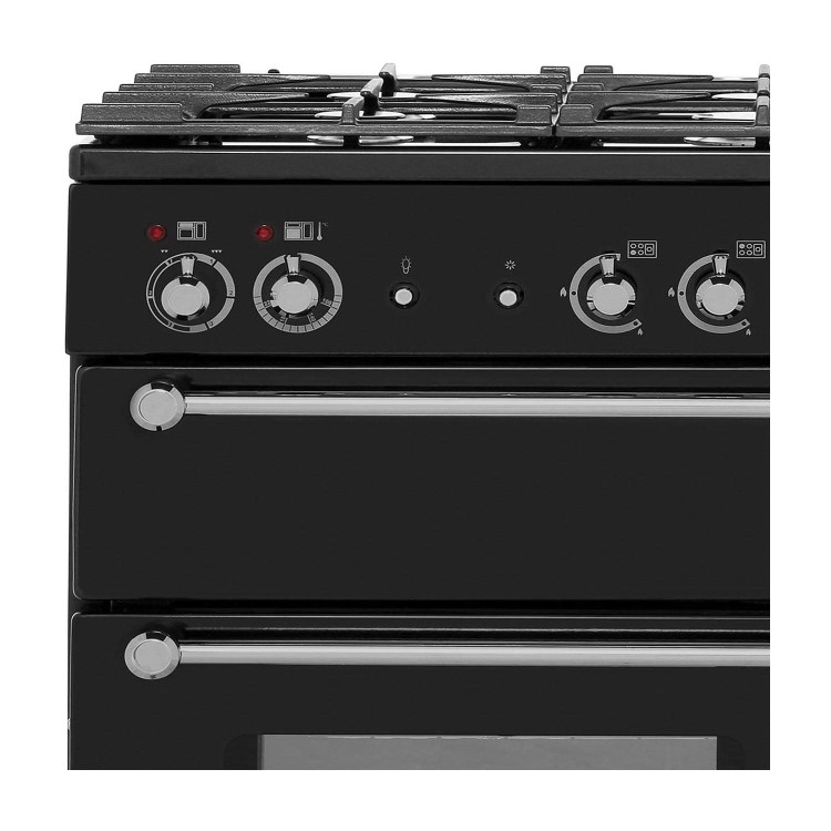 Refurbished Rangemaster Kitchener KCH100DFFBLC 100cm Dual Fuel Range Cooker Black