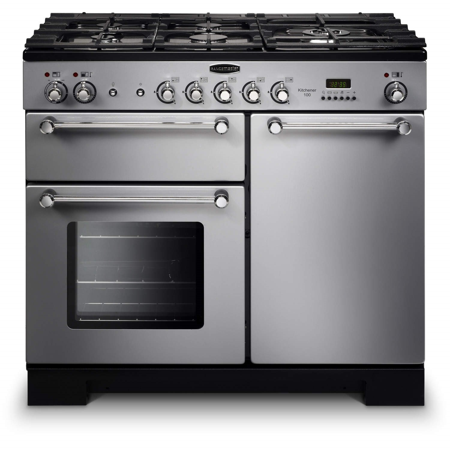 Rangemaster 98820 Kitchener 100cm Dual Fuel Range Cooker Silver