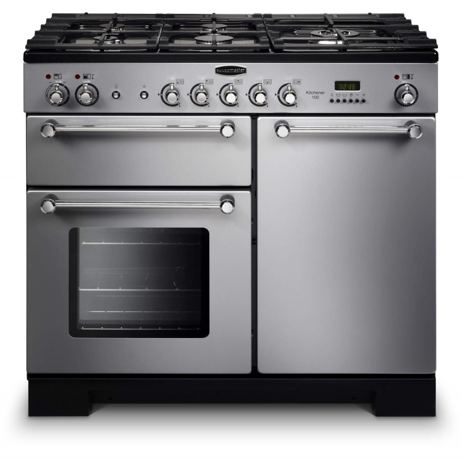 Rangemaster 98820 Kitchener 100cm Dual Fuel Range Cooker Silver