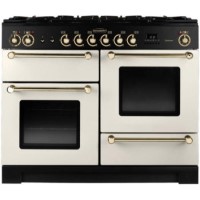 Rangemaster 77160 Kitchener 110cm Dual Fuel Range Cooker in Ivoryand Brass