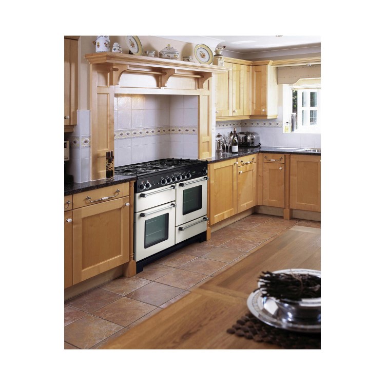 Rangemaster 78910 Kitchener 110cm Electric Range Cooker With Ceramic Hob - Ivory And Chrome