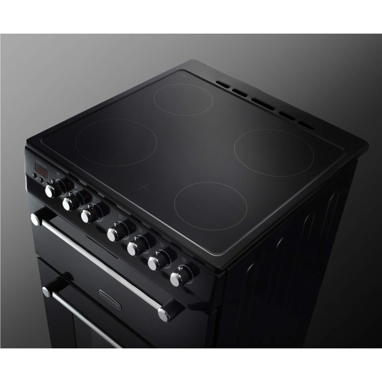Rangemaster Kitchener 60cm Double Oven Electric Cooker With Ceramic Hob Black And Chrome