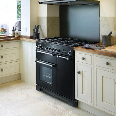 Rangemaster 81420 Kitchener 90cm Duel Fuel Range Cooker In Black