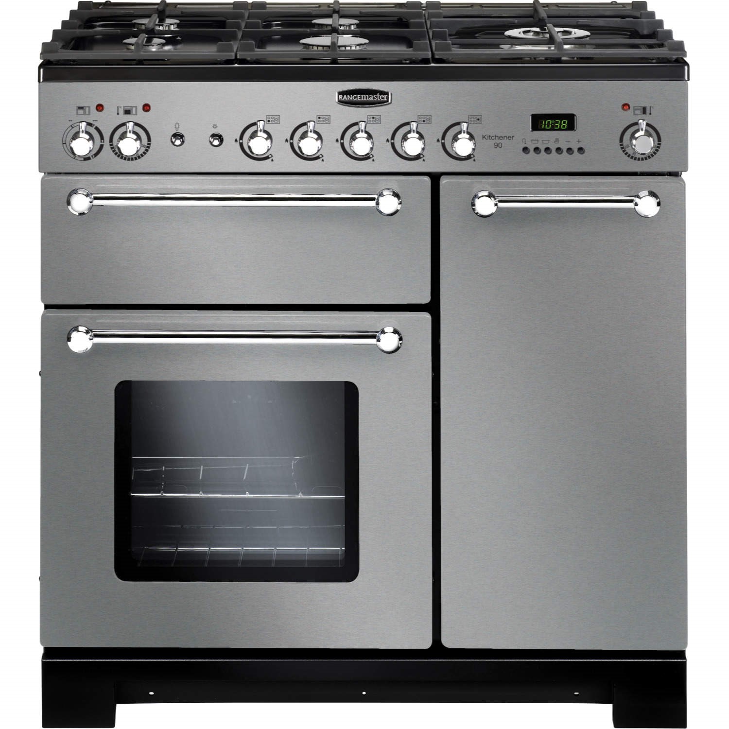 Rangemaster Kitchener KCH90DFFSS/C 90cm Dual Fuel Range Cooker - Stainless Steel / Chrome - A/A Rated