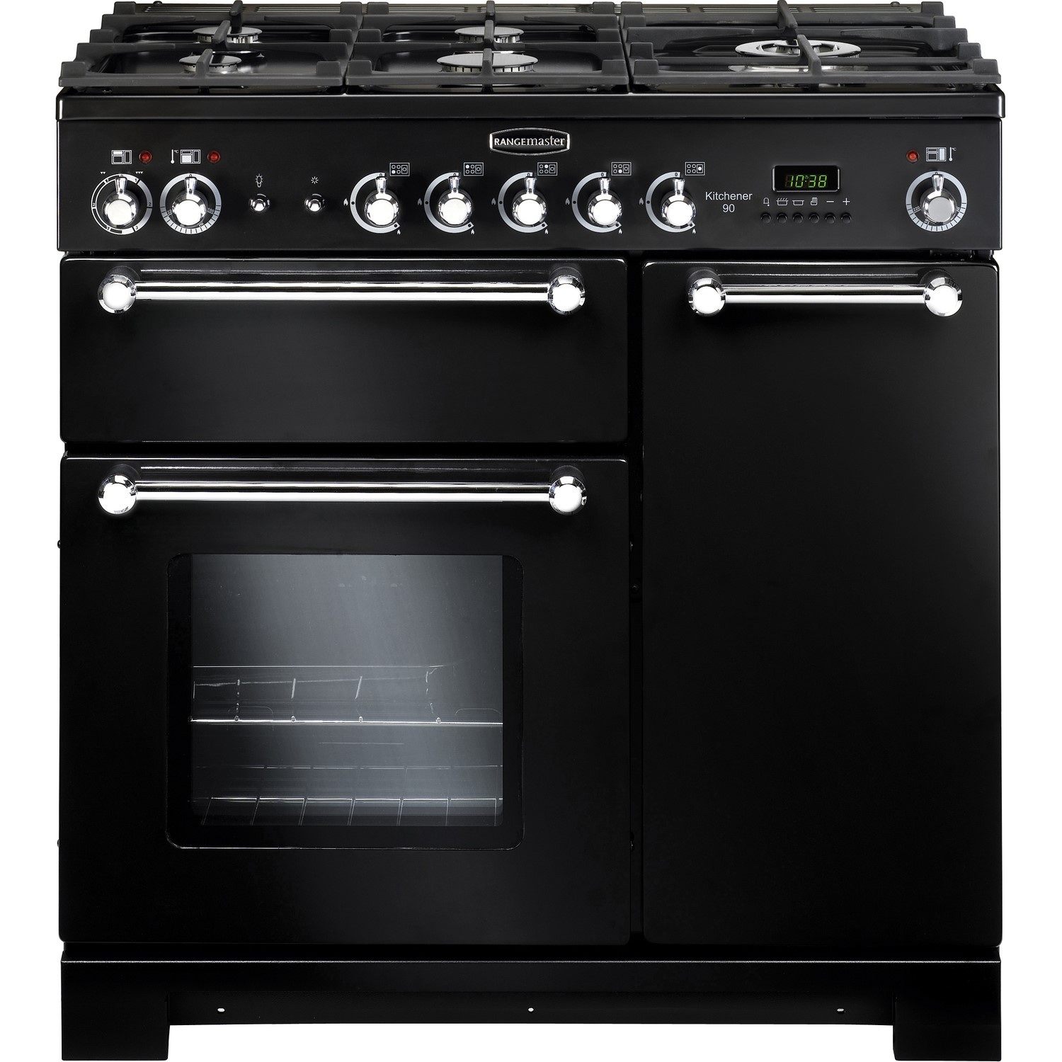 Rangemaster KCH90NGFBLC Kitchener 90cm Gas Range Cooker - Black