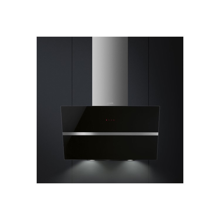 Smeg KCV80NE 80cm Black Glass Angled Chimney Hood