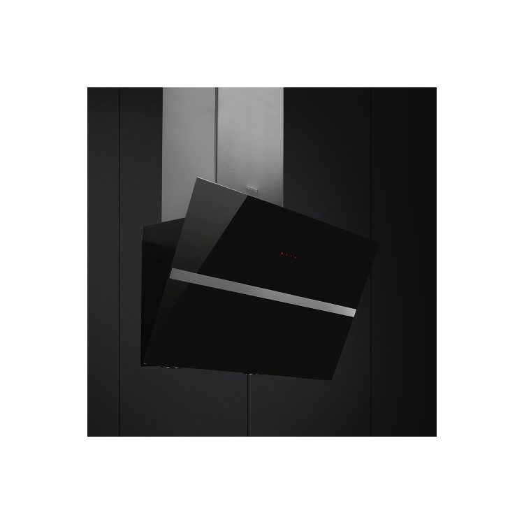 Smeg KCV80NE 80cm Black Glass Angled Chimney Hood